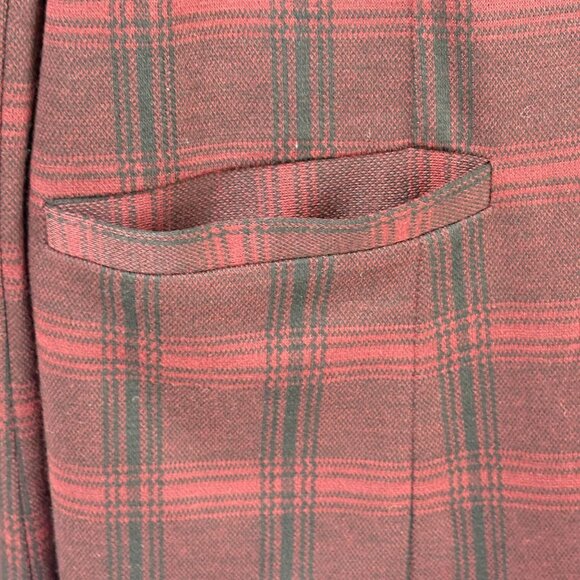 Long Tall Sally Blazer Womens 16 Red Black Plaid One Button Pockets Jacket - Picture 4 of 12